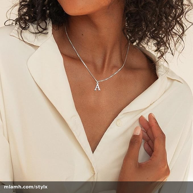 قلادة فضية للنساء مطلية بالذهب عيار 14 قيراط بتصميم حرف B